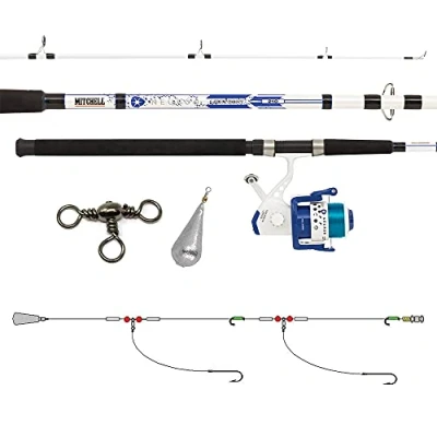 Immagine di Mitchell Neuron Dorade 1555899 Set di canne da pesca e mulinello con attrezzo per la base su orata, pesce balestra, branzino, passera merlano