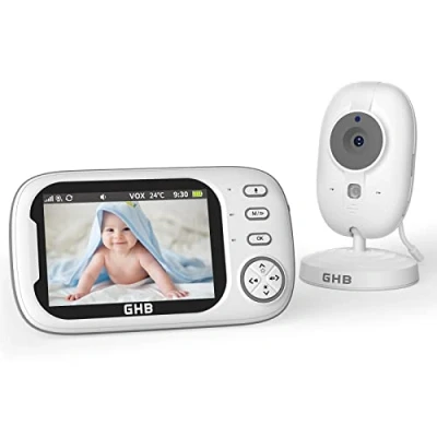 Immagine di GHB Baby Monitor Video e Audio 3.5&#039;&#039; 720HD Telecamera, 2000mAh Batteria, Comunicazione Bidirezionale,VOX Visione Notturna Monitoraggio Temperatura,Ninne Nanne