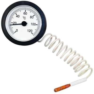 Immagine di GOLDMAN SERVICE Termometro capillare di precisione 0 120C Misuratore temperatura con sonda sensore lettura remota e quadrante facile Ideale per acqua, gas liquidi
