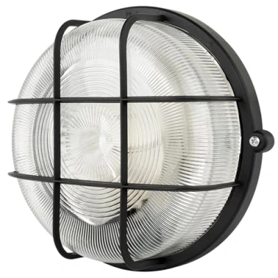 Immagine di REV lampada a LED per ambienti umidi, rotonda, IP44, 7 W, 600 lm, 3000 K, ideale come da parete o soffitto, officina, cantina, colore nero