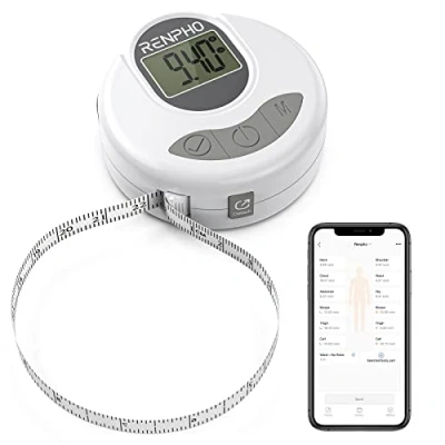 Immagine di RENPHO R Y001 Metro Smart a Nastro Digitale per il Corpo, Misurazione del Corpo Bluetooth, Perdita di Peso, Aumento Muscolare, Retrattile, Misura Delle Circonferenze Parti bianco