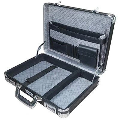 Immagine di HMF 14651 02 Valigetta ventiquattrore in alluminio, da uomo, con serratura a combinazione, 45 x 33 11 cm, colore: nero