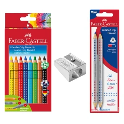 Immagine di FABER CASTELL 205225 Set di matite colorate per il rientro a scuola, 13 pezzi, incluso temperino Jumbo, e matita sillabe