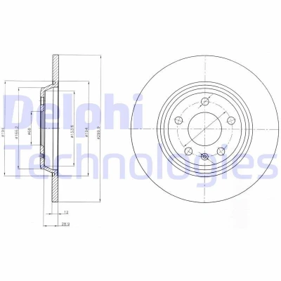 Immagine di DELPHI BG4081C Disco freno 300 12 5 pieno rivestito non trattato senza cuscinetto ruota, anello sensore ABS AUDI: Q5, A4 B8 Avant, A6 C7 Avant