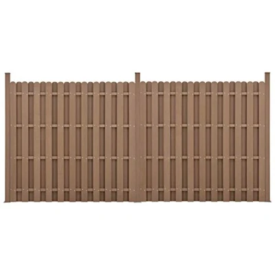 Immagine di NEU.HOLZ Steccato per Giardino Staccionata Recinzione Pannello WPC Legno Composito Set di 2 Pezzi 11 Doghe 185 x 376 cm Marrone