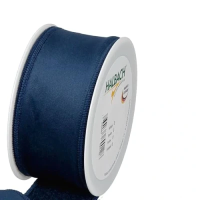 Immagine di FloristryWarehouse Nastro in velluto blu natalizio, larghezza 50 mm, rotolo da 8 m con bordo cablato