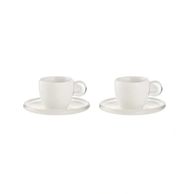 Immagine di Guzzini Gocce 2 Tazzine Caffe con Piattino, Porcellana, Set da 4 Pezzi, unità