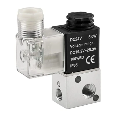 Immagine di Heschen Elettrovalvola pneumatica Elettrica 3V1 06 24VDC 6.0W PT1/8 3/2 Way Normalmente chiuso CE