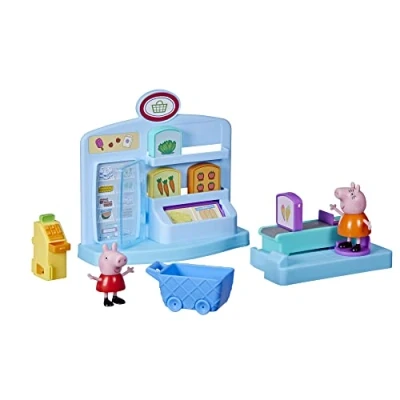 Immagine di Peppa Pig Hasbro playset al Supermercato, Giocattolo per età prescolare, Include 2 Action Figure e 8 Accessori a Tema, dai 3 Anni in su, Colore Come Indicato, Medium, 5010994137618