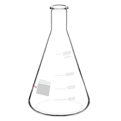 Immagine di StonyLab 1 Pack 2000ml Bocca Stretta Erlenmeyer Boccette di Vetro Glass Flasks con Bordo Resistente 2L (2 litro)