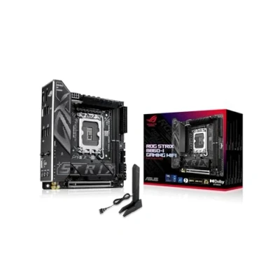 Immagine di ASUS ROG Strix B860 I Gaming WiFi, Scheda Madre Intel Mini ITX, 10+1+2+1 Fasi di Alimentazione, Slot DDR5, PCIe 5.0, Adatta per PC AI Advanced, 2 M.2, WiFi 7, Advisor, Networking II, Nera
