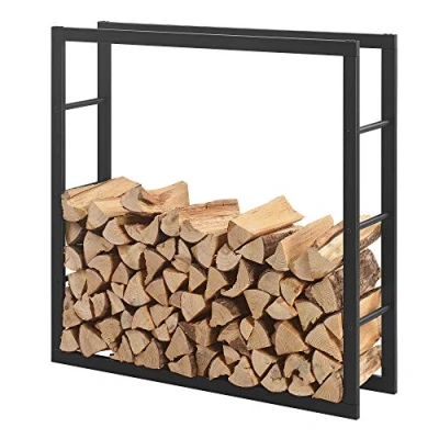 Immagine di [en.casa] Portalegna (LxPxA) 100 x 25 cm Deposito per Legna da Ardere Supporto Tronchi Scaffale in Acciaio Legnaia Nero
