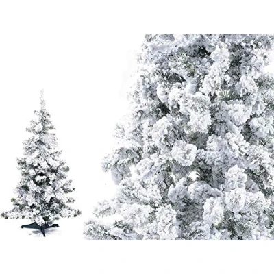 Immagine di Pinetto Innevato Verde 90 cm Albero di Natale Floccato Super FOLTO in PP+PVC Mini Pino Alberello Artificiale con Base plastica Rami