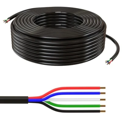 Immagine di Lumonic 5x 0,34mm² cavo di controllo LED nero 5m a 5 conduttori con guaina flessibile schermato, prolunga LiYY, aliment