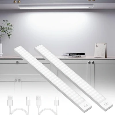 Immagine di OUILA Luce Led Sottopensile Cucina 43cm, 2PCS 2500mAh, 4 Modalità con Sensore Movimento,5000K, Armadio per Scale Corridoio Garage Letto