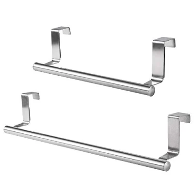 Immagine di PIGPIGFLY 2 Porta Strofinacci Cucina,Appendi Strofinacci,Asta Appendiabiti Sopra la in Acciaio Inossidabile per Cucina e Bagno (1x 23cm,1x 36cm, argento)