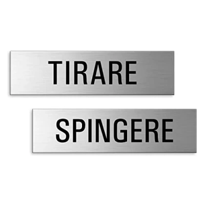 Immagine di OFFORM DESIGN Targhette Tirare Spingere in Alluminio adesive 150x40 mm Ottica Acero inoxidable