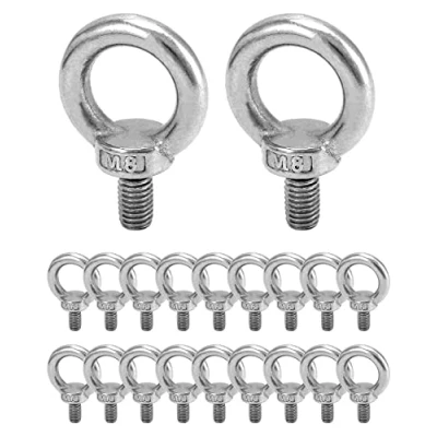 Immagine di QWORK 20 Pezzi M8 Bulloni ad Occhiello, Bullone per Sollevamento Filettato Maschio Acciaio Inossidabile 304 Vivente (120KG)