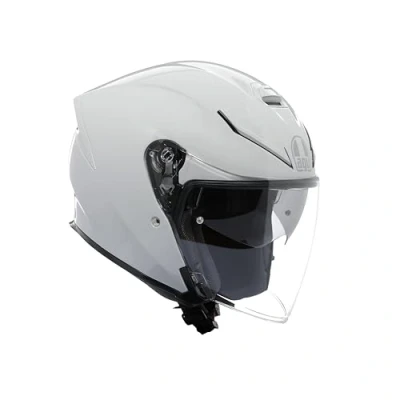 Immagine di AGV K5 Jet EVO E2206, Casco da Moto Unisex, Open Face in Fibra di Carbonio e Vetro, con Visiera Antigraffio Anti UV, Stelvio White, M