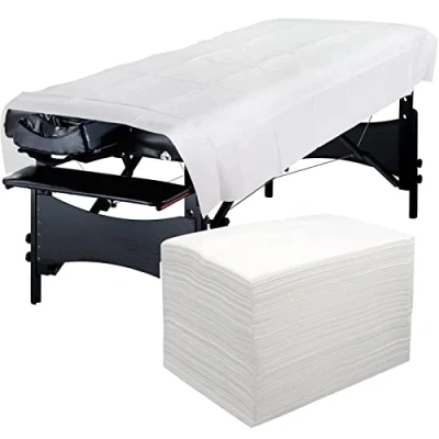 Immagine di Eqivei 100Pcs Lenzuolo usa e Getta, 100 x 200 cm, Teli per Lettino massaggio Dimensione Grande, lenzuola da getta SPA Salone Hotel, non tessuto