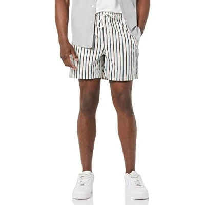 Immagine di Amazon Essentials Pantaloncini con Coulisse Cucitura Interna da 15,2 Cm Uomo, Verde Rosa Righe Verticali, XL