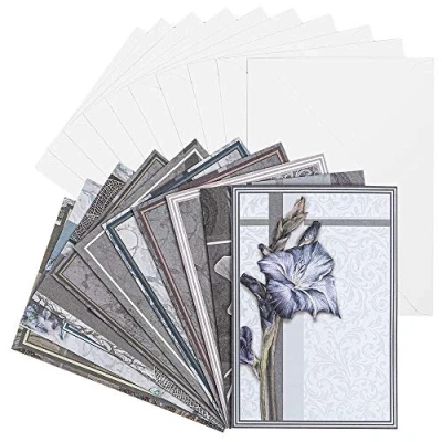 Immagine di Ideen mit Herz Set di biglietti auguri con buste, 10 auguri, bianchi, colorati, neutri, ideali per compleanno, matrimonio, ecc. DIN B6 (fiori confusione)