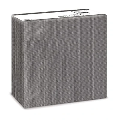 Immagine di Fato Tovaglioli in Carta a secco, Airlaid, Effetto Tessuto, Confezione da 50 tovaglioli, Formato 40x40 piegato 4, Decoro Shade Nero Titanio