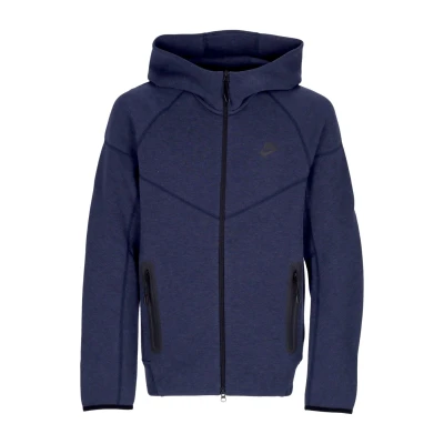 Immagine di Felpa Leggera Cappuccio zip Uomo Tech Fleece Full Windrunner Hoodie Obsidian Heather/black