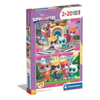 Immagine di Clementoni Supercolor Puzzle SuperKitties 2x20 (Include 2 20 Pezzi) Bambini 3 Anni, Cartoni Animati, Made in Italy, Multicolore, 24811