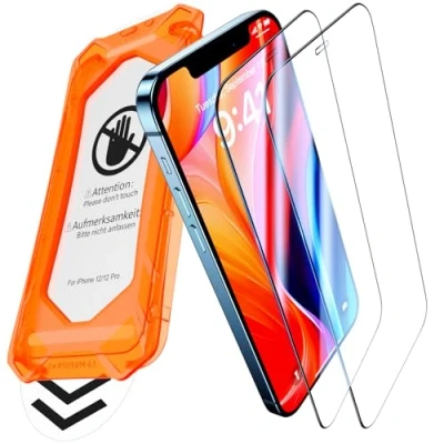 Immagine di UniqueMe per iPhone 12/12 Pro Pellicola Protettiva [Protezione Completa del Display] Vetro Temperato Protettiva, Installazione Automatica, 2 Pezzi