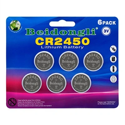 Immagine di CR2450 3v lithium battery button coin cell for watches calculators led candles (6pack)