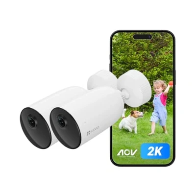 Immagine di EZVIZ CB3 Kit da 2, Telecamera 1080P Wi Fi a Batteria, Visione Notturna Colori, Audio Bidirezionale, Design Impermebile 100% Senza Fili, Rilevamento Intelligente di Persone