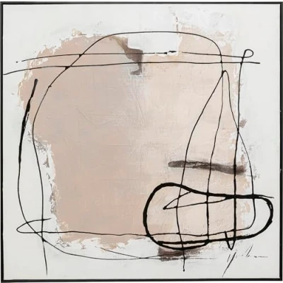 Immagine di Kare WTD Quadro su tela di design, motivo: Dust, grigio, con cornice, in legno massiccio, dipinto a mano, pezzo unico, 100 x cm (L/B)