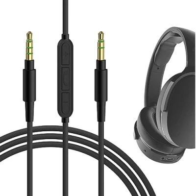 Immagine di GEEKRIA QuickFit Audio Cavo con Microfono Compatibile Skullcandy Hesh 3, 2, Crusher, Grind Cavo, 3.5mm Stereo Sostitutivo in linea e Controllo del volume(1.2m)
