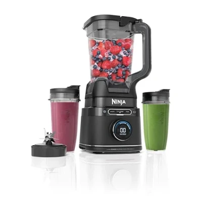 Immagine di Ninja Frullatore Detect Power Pro 2 in 1 e Monoporzione 1200W, Caraffa da 2L, Bicchiere Monoporzione, per Frullare, Tritare Verdure Bevande Ghiacciate, Nero, TB301EU