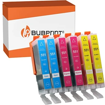Immagine di Bubprint 6 Cartucce d&#039;inchiostro compatibili per Canon CLI 551 XL 551XL Pixma IP7200 IP7250 IX6850 IP8750 MG5450 MG5550 MG5650 MG6350 MG6450 MG6650 MG7150 MG7550 MX725 MX920 MX925 Multipack