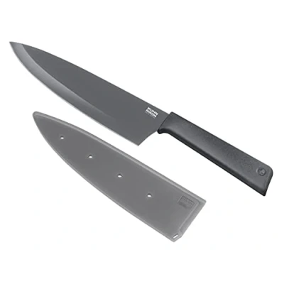 Immagine di KUHN RIKON Colori+ Coltello da chef antiaderente con guaina di sicurezza, 30 cm, colore: Grigio
