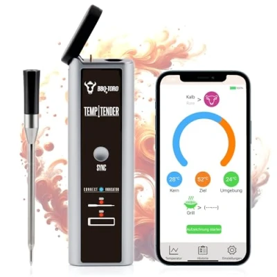 Immagine di BBQ Toro TempTender termometro da barbecue senza fili con app digitale per carne Bluetooth IP67 fino a 300 C arrosti,