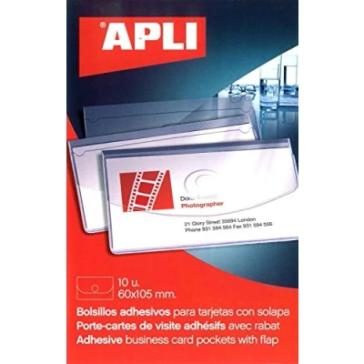 Immagine di APLI 10 porta carte autoadesive, con linguetta, 105 x 60 mm, trasparente