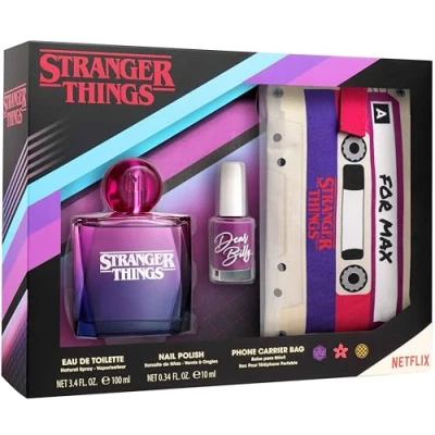 Immagine di NETFLIX Stranger Things Set regalo Eau de Toilette 100 ml, smalto e custodia per cellulare in stile retrò, ragazze