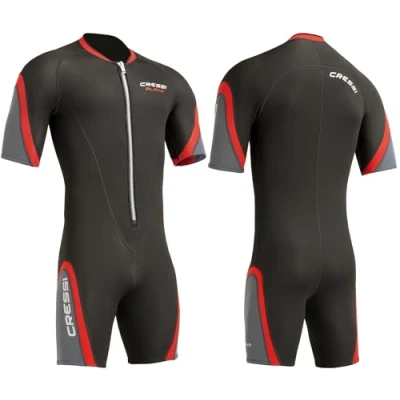 Immagine di Cressi Playa Man Wetsuit 2.5 mm, Muta Shorty in Neoprene High Stretch Uomo, Nero/Rosso, S/2