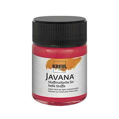 Immagine di Kreul 91905 Vernice Javana per Tessuti Leggeri, Barattolo Rosso Carminio, Liscia a Base d&#039;Acqua con Carattere cremoso, penetra in profondità nelle Fibre, Colore Crimson, 50 ml,