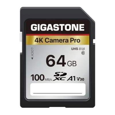 Immagine di Gigastone Scheda SD 64 GB, 4K Camera Pro, di Memoria SDXC, Velocità trasferimento fino a 100MB/s. Compatibile con Canon Nikon Sony Camcorder, A1 V30 UHS I Classe 10 per video UHD