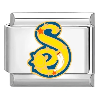 Immagine di Quiges Modulo Charm Link in Stile Italiano da 9 mm Acciaio Inox Alfabeto colorato S per bracciali Italian Links