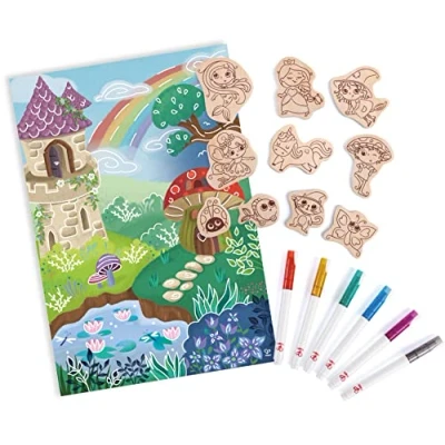 Immagine di Hape E1077 incantata Magici Amici della Foresta Set di Pittura e Gioco con magneti in Legno, Multicolore, Medium,