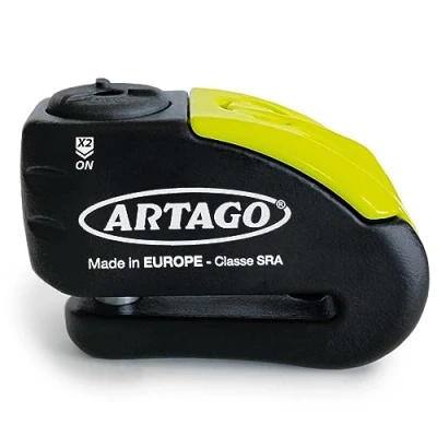 Immagine di Artago 30X10 Bloccadisco Moto Alta Gamma Con o Senza Allarme 120dB + Don&#039;t Touch, Sicurezza Anti Trapano 5mm, Omologato SRA e Sold Secure, Doppia Chiusura 10mm in Acciaio Temperato, Antifurto