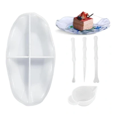 Immagine di MisFun Stampi per Resina Epossidica, Vassoio Stampo in Kit, Silicone Resina, Sottobicchieri, Vassoi di Fai Da Te Fare Coaster (B)