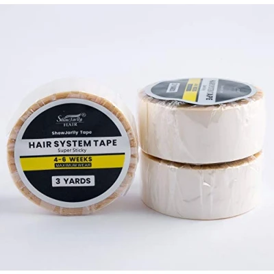 Immagine di ShowJarlly 1 Roll Nastro biadesivo adesivo con supporto in pizzo frontale bianco per parrucca anteriore (Nastro 2.0cm*3yards)