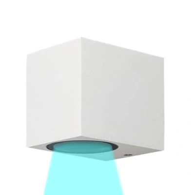 Immagine di Partenopea® Applique lampada da parete a muro per lampadine LED gu10 potenza max supportata 10w interno esterno IP54 moderno faretto monoemissione (Cubico, Bianco luce fredda 6500K)