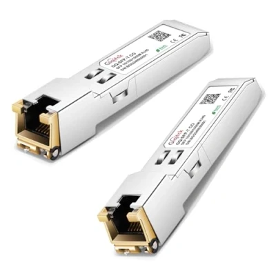 Immagine di GIQITCK 2Pack 10/100/1000BASE T Gigabit SFP RJ45 Transceiver, 1.25G a Mini GBIC Modulo per Cisco GLC T/SFP GE T, Ubiquiti UniFi UF 1G, D Link, Supermicro, Netgear, Zyxel, Fino 100m